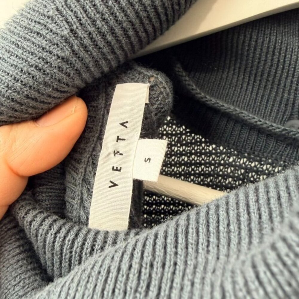 VETTA Oversized Convertible Cardigan Turtleneck Blue/gray Women’s Size S Q7 - Picture 7 of 9